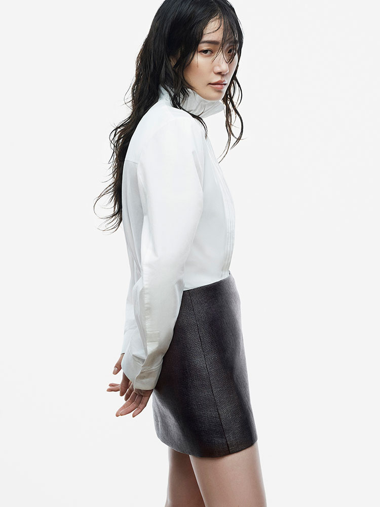 ピンタック コットン ブラウス